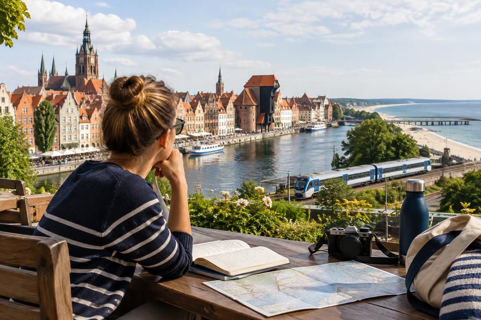 AI-generated travel illustration for Gdańsk and the Baltic Coast: Planning a Week of City Streets and Beach Days