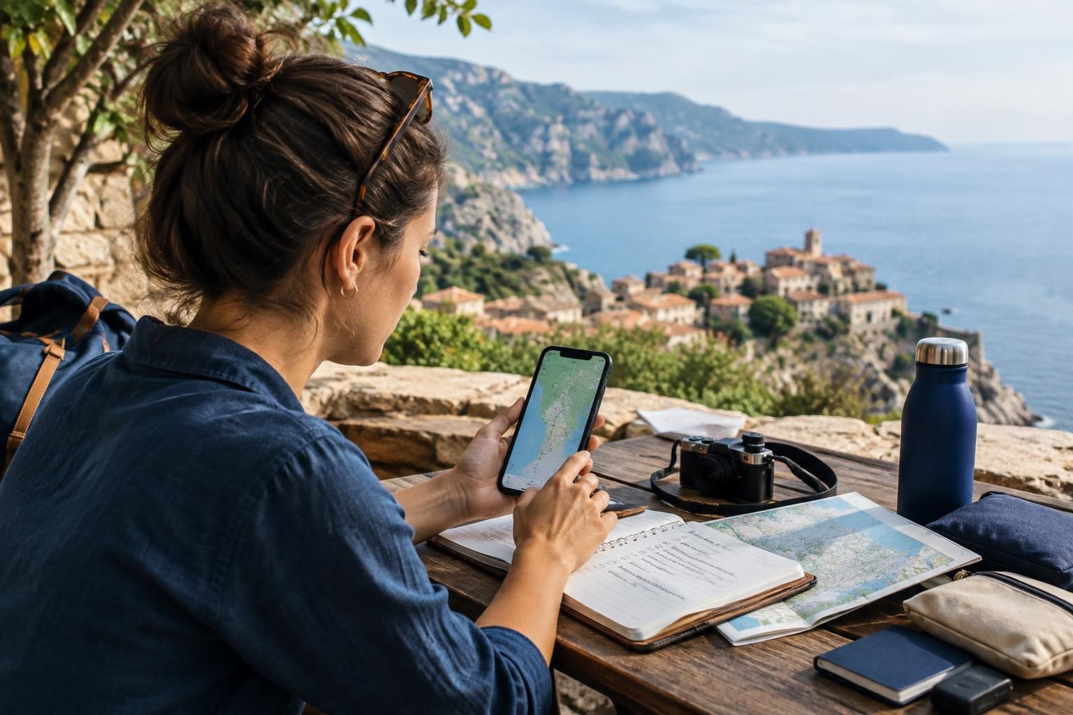AI-generated travel illustration for How to Plan a Trip With Limited Internet Access