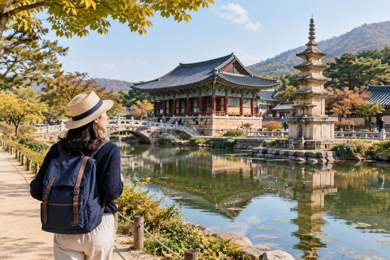 AI-generated travel illustration for Gyeongju Without a Car: Planning a Walkable Heritage Stay in South Korea